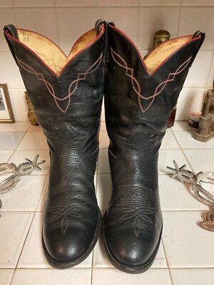 VTG USA TONY LAMA WESTERN ROCKABILLY COWBOY ENGINEER BOOTS 11B WESTERN FARM Tony Lama Signature Collection American Alligator Cowboy  main image 4