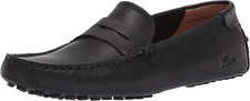 Talla 7- Mocasines artesanales Lacoste para hombre estilo de conducción, negros/bronceados.
