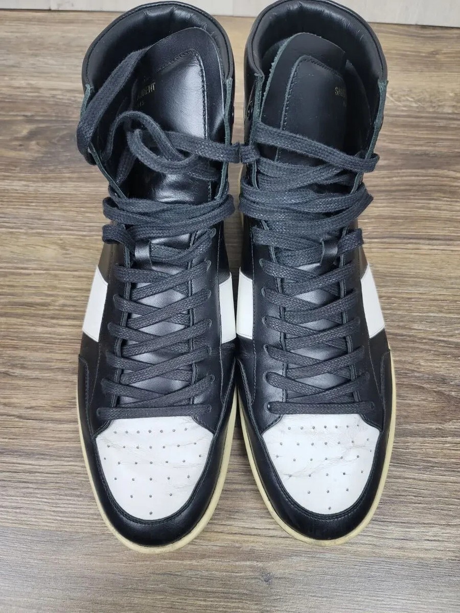 YSL Saint Laurent Paris Hi-Top SL10H Sneakers “Black White” YSL Saint Laurent Paris Hi Top Leather Sneakers SL10H Shoes  main image 2