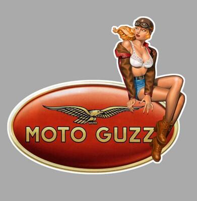 MOTO GUZZI right pin up right laminated vinyl sticker