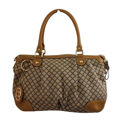 バッグ Gucci Sukey Diamante Tote Bag Brown 1305 Gucci Sukey tote bag GG Diamante canvas with brown leather | eBay
