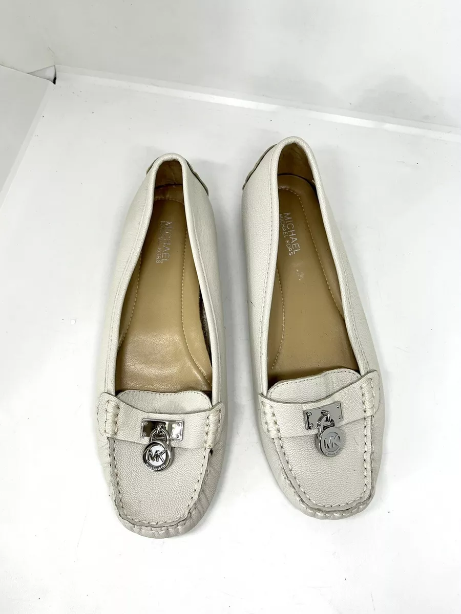 MICHAEL KORS White Leather Hamilton Loafers Size 7M