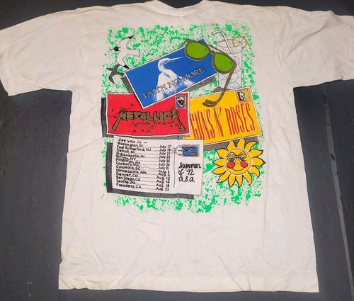 VTG 1992 METALLICA GUNS N ROSES TOUR T-SHIRT NEW BUT FLAWED Deadstock XL - Picture 9 of 10
