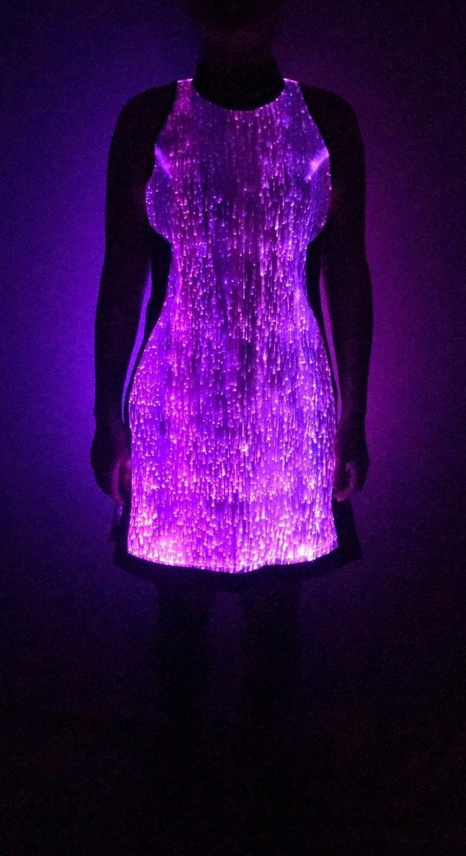 Womens Fiber Optic LED RGB Light up Evening Prom Party Night Club Dress  Costume | eBay
