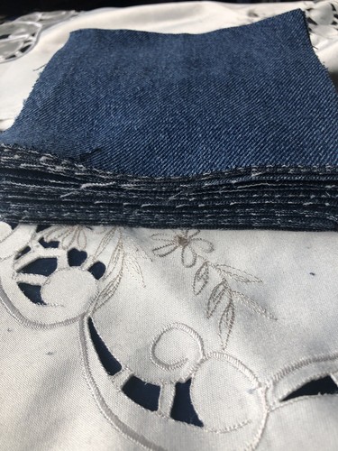 Hand Cut Denim Blue Jean Fabric Squares 5" X 5" Lot Of 25 For Rag Quilt Or Craft - Picture 4 of 4
