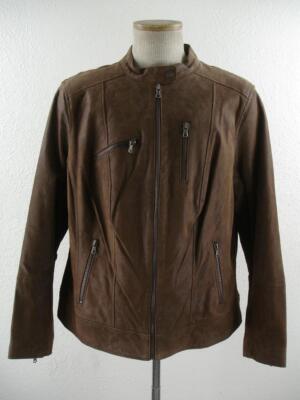 Men's 2XL Levi's Brown Split Suede Leather Cafe Racer Motorcycle Jacket Roughout