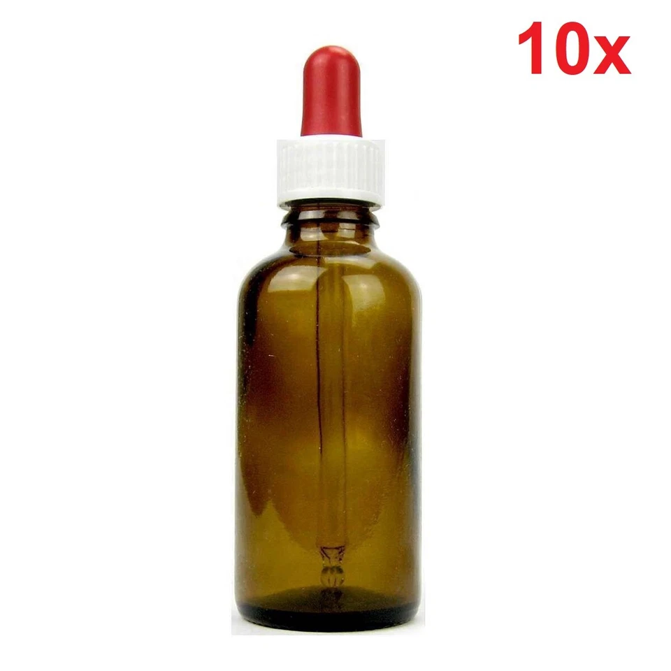 Sala Braunglasflasche DIN 18 Pipettenflasche Pipette weiß-rot 10 x 50 ml