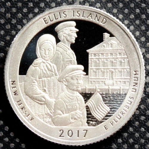 2017 S PROOF BU 90% Silver ELLIS ISLAND NEW JERSEY ATB Quarter Dollar 25c Coin