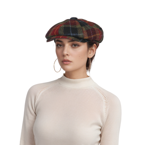 100% Scottish Wool Newsboy Cap – Plaid Flat Cap for Men & Women, Gatsby Style - Picture 6 of 18