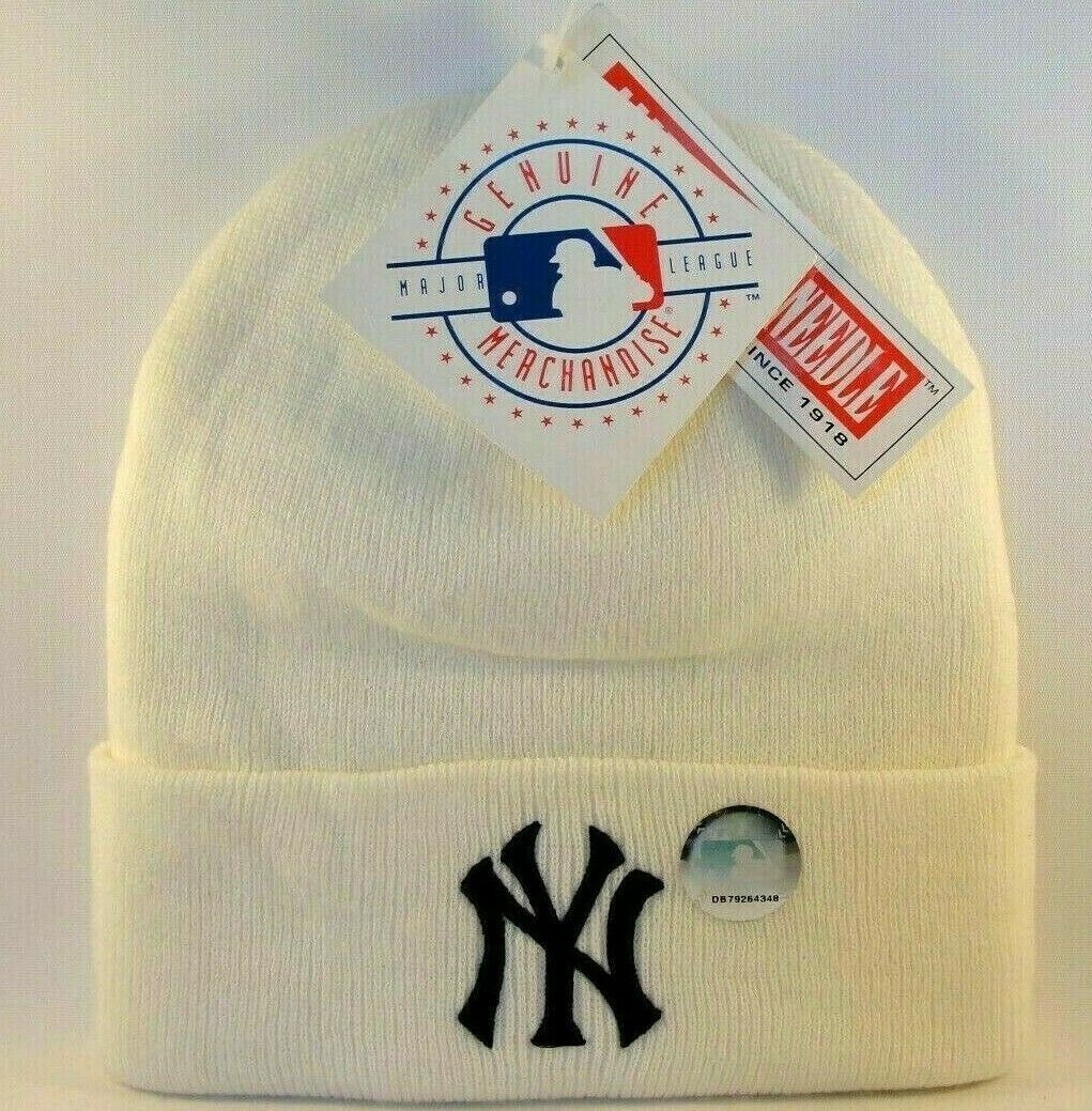 New York Yankees VTG Knit Beanie White Winter Hat OSFA by American Needle New