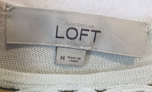 LOFT Pullover Damen Medium Häkelbesatz leicht hoher niedriger Saum grün Cottagecore - Bild 5 von 7