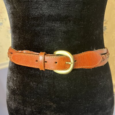 Brown Genuine Leather Braided Belt size Medium SUOSDEY Braided Genuine Leather Tan Belt for Men, 1.2 main image 2