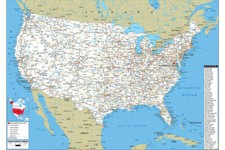 United States Map US USA Road Poster Wall Print Mural For Education Classroom