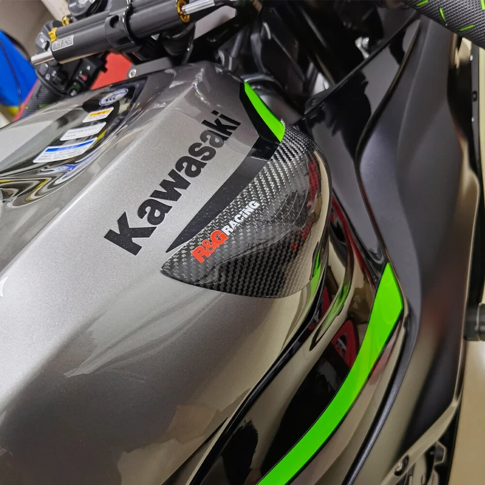 Carbon Fiber tank sliders decal cover Protect For Kawasaki ZX6R 636 2019-2024
