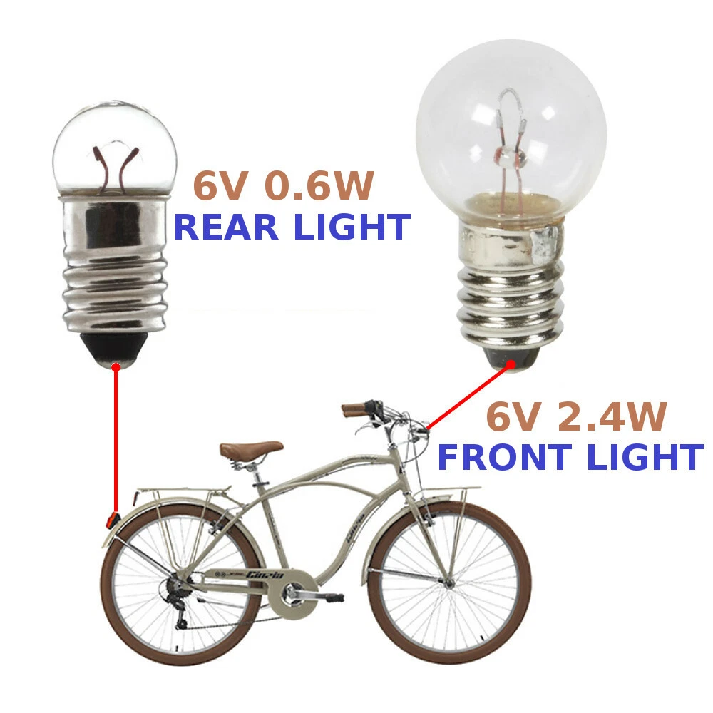 UNIVERSAL BIKE BULB SET REAR FRONT 6V 0.6W 2.4W VINTAGE OLD LAMP DYNAMO LIGHT