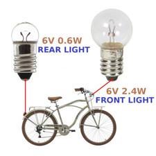 UNIVERSAL BIKE BULB SET REAR + FRONT 6V 0.6W 2.4W VINTAGE OLD LAMP DYNAMO LIGHT