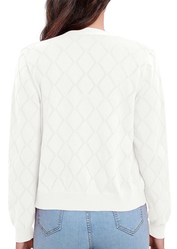 Women's Long Sleeve V-Neck Open Front Shrugs Soft Knit Sweater Cardigan White XL - Picture 6 of 6