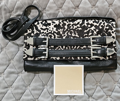 Michael Kors Robin Convertible Haircalf & Leather Clutch MSRP $298