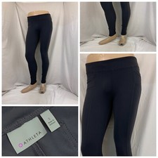 Athleta Yoga Pants Sz S Gray Leggings Pockets Nylon Stretch YGI V1-400