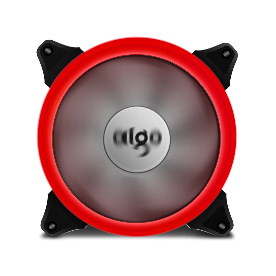 2 Pcs Aigo 140mm Red Halo LED PC Computer Case Cooling Ring Clear Silence Fan - Image 2 of 4