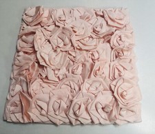 Silk Raised 3D Rose Throw Pillow Cover Blush Pink Nursery Girls Bedroom Decor
