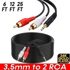 High Fidelity 3.5mm to 2 RCA Male to Male Y Splitter Cable Stereo Audio Aux Cord