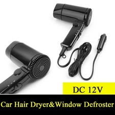Portable 12V Car Hair Dryer Window Defroster Cigarette Lighter Plug Hot  Cold