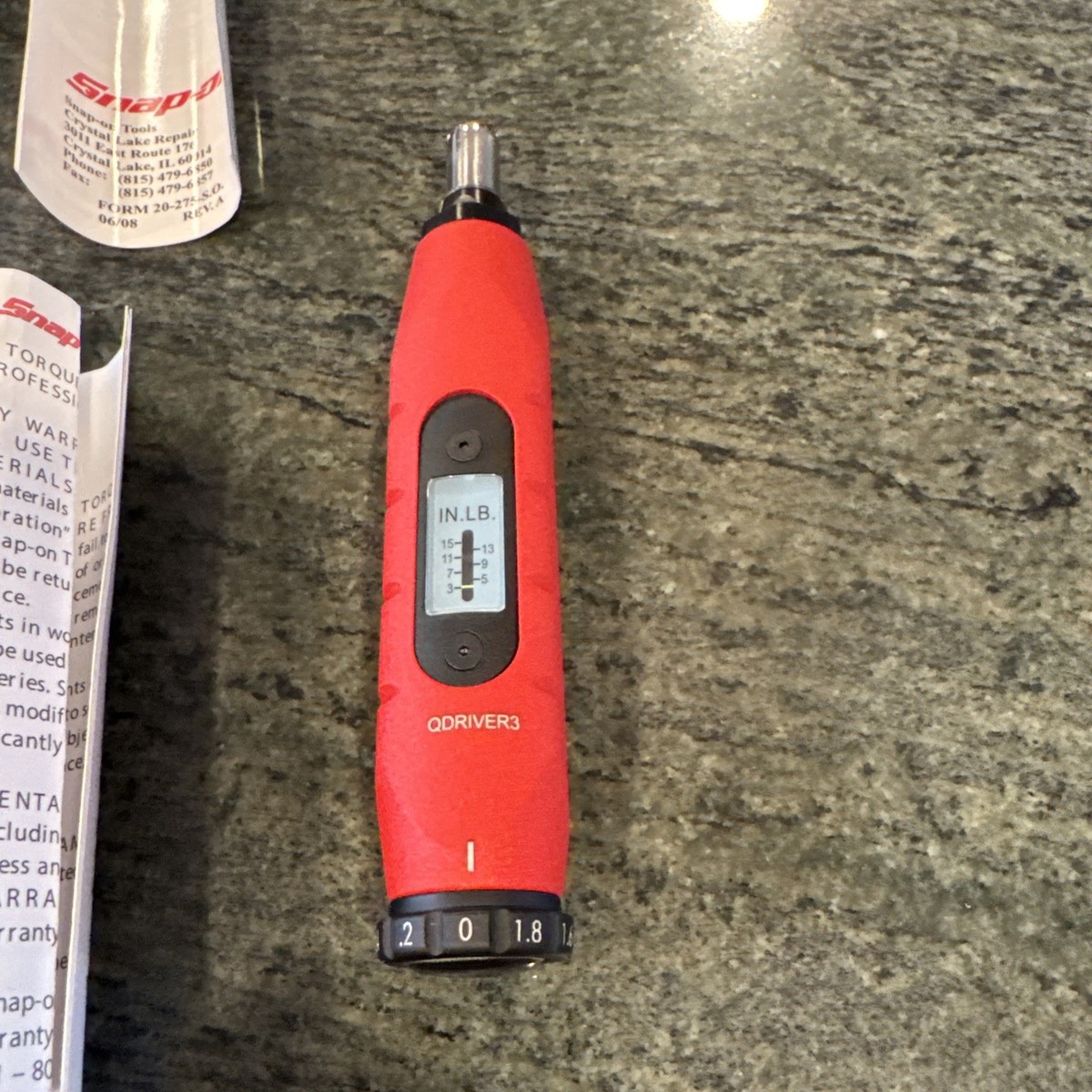 Snap-On qdriver3 adjustable torque screwdriver 3-15 inch pounds