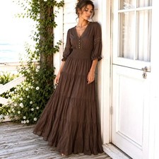 Anthropologie Kings Road Sz Medium Maxi Dress Cottagecore Romantic Boho Feminine