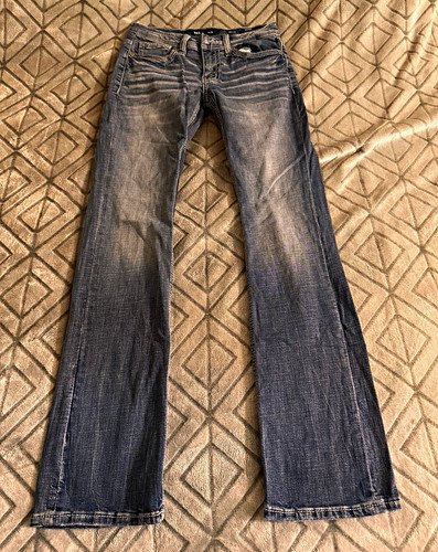 BKE Men's Aiden Blue Medium Wash Straight Slim Low Rise Stretch Denim Jeans