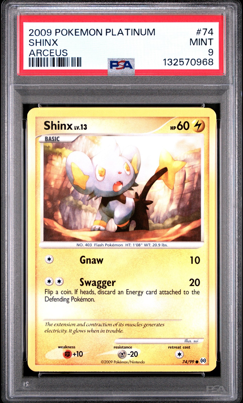 2009 POKEMON PLATINUM ARCEUS #74 SHINX PSA 9