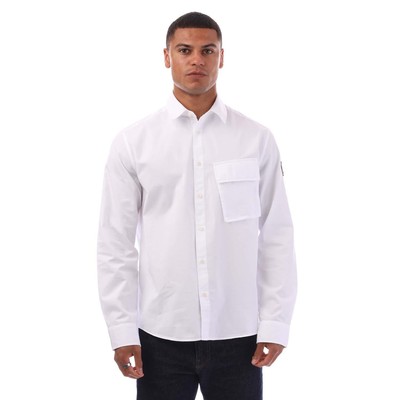 Herren Belstaff Garment Dye Cotton Scale Hemd in Weiß