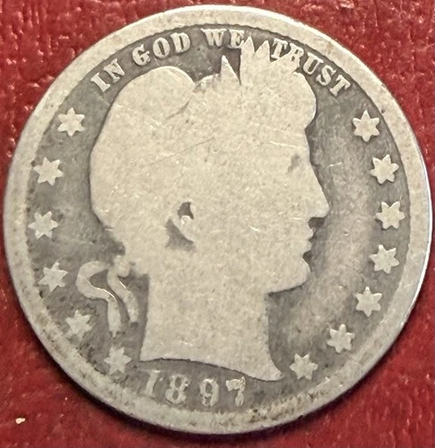 1897-O Barber Quarter. Toned. Free Shipping