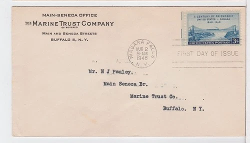 TurtlesTradingPost- Canada Friendship #961 1948 FDC Marine Trust Co. Corner Card