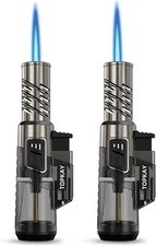 2 Pack Torch Lighter Jet Flame Butane Refillable Mini Black 