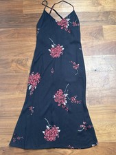 Reformation Midi Slip Dress V Neck Viscose Size Small Adjustable Straps Black