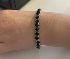 Women's stretching black onyx Tennis Bracelet