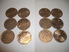 019v France -6 Different 2 Franc Coins