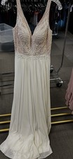 Size 8 Formal Dress  Off White Cream Long Dress . Worn Only Once . Beaded Front