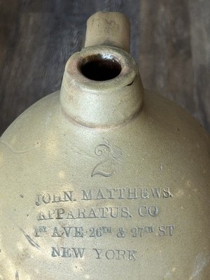 Stoneware jug by John Matthews Apparatus Co., New York