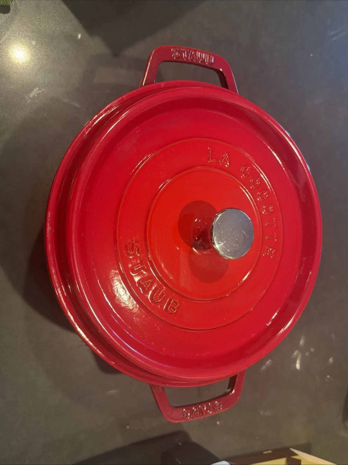 STAUB La Cocotte Red Cast Iron 4 Qt Dutch Oven # 24 France