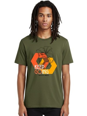 Keep-Going Mens Graphic Tee, 100% Cotton, Casual Summer Wear