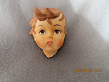 PORCELAIN BOY DOLL HEAD - ONLY- MATTE FINISH BROWN EYES MOUTH OPEN