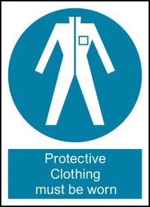 Protective Clothing Must Be Worn Safety PPE Warning Self Adhesive Vinyl Sticker
