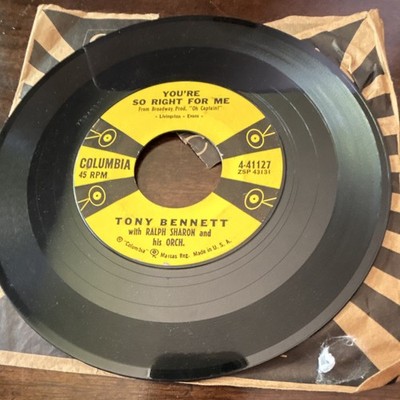 Tony Bennett You're So Right For Me/Alone At Last 7'' 45 RPM Vinyl 4-41127