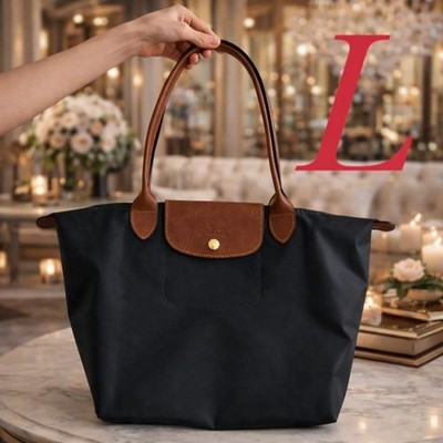 NWT LONGCHAMP Le Pliage Original Black Tote Shoulder Bag L Size Folding Outlet