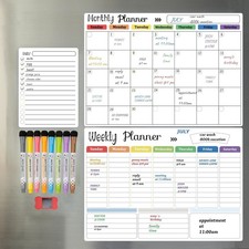 Hivillexun Magnetic Dry Erase Calendar Whiteboard Set 3-Pack for Fridge, Wall,