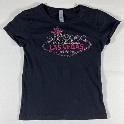 Next Level Las Vegas Rhinestone T-Shirt Black Size M 7/8