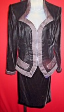  LILLIE RUBIN VTG Stunning Black Velvet Jacket skirt Suit Sz 10 Holiday Formal 
