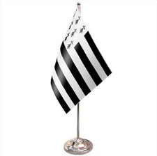 France Brittany Satin & Chrome Premium Table Flag 